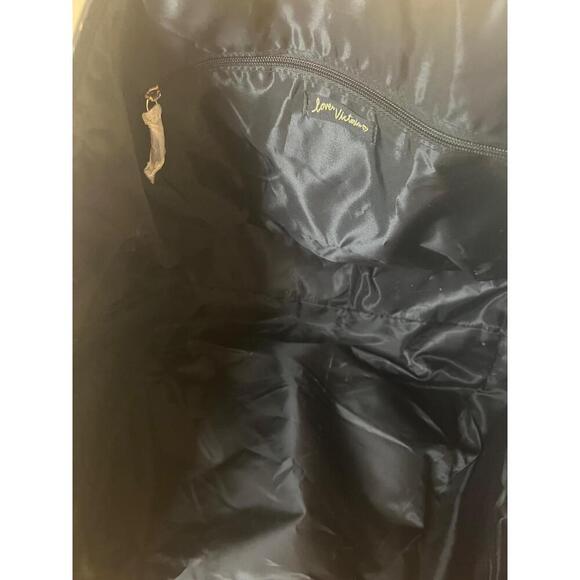 Victorias Secret Black Tote Love Victoria Chain Handle Gold Studs - Picture 2 of 11